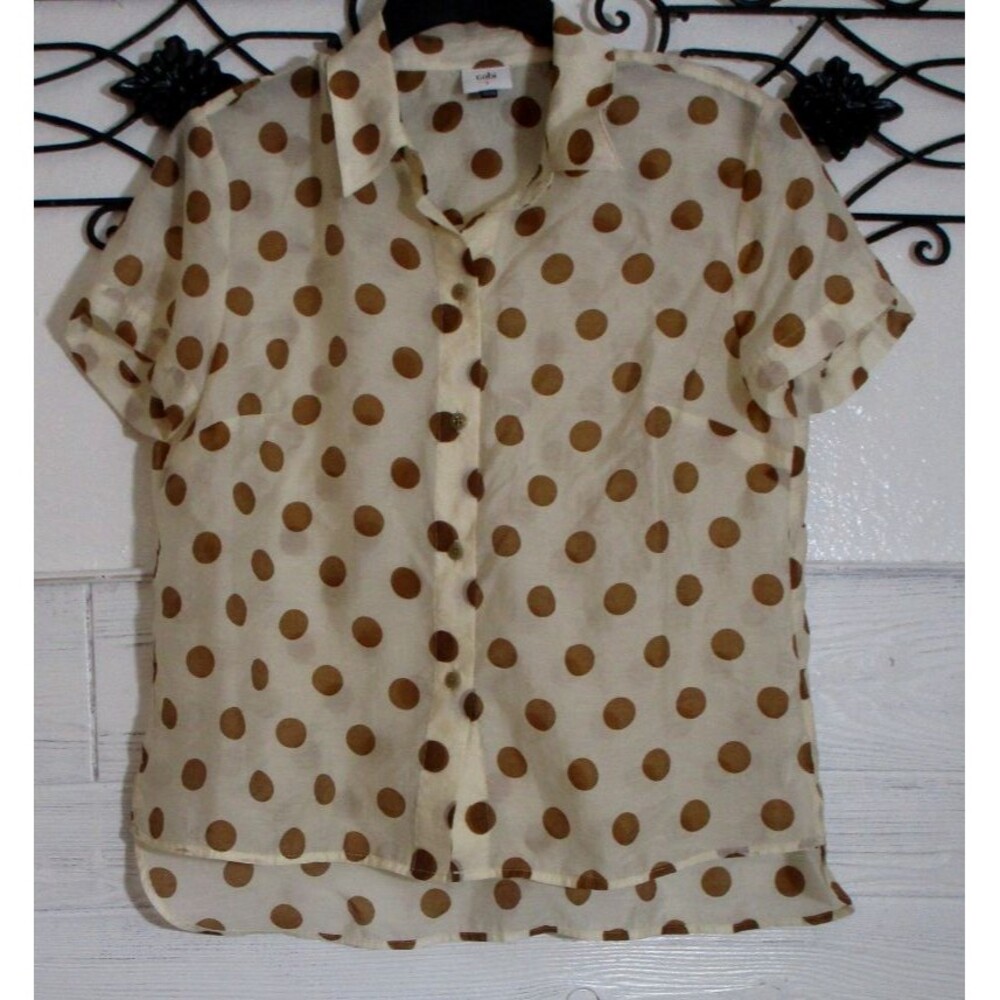 Cabi Women's Oversized Top Size S Short Sleeve Multicolored Polka Dot